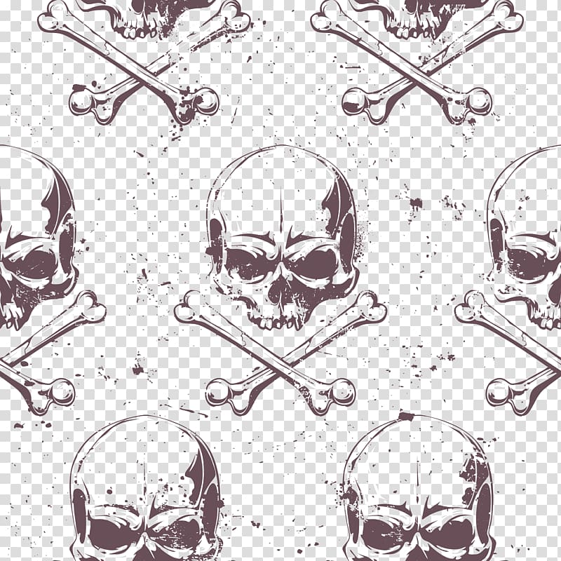 gray human skull , Euclidean Piracy Skull Illustration, Pirate flag decorative background material transparent background PNG clipart