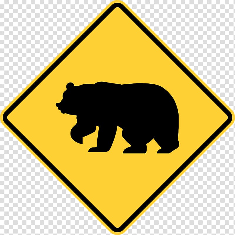 American black bear Warning sign Traffic sign, wild animals transparent background PNG clipart