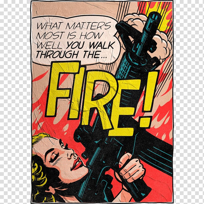 Roy Lichtenstein Pop art Artist Printmaking, fire text transparent background PNG clipart