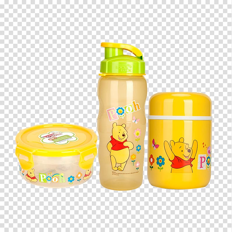 Winnie the Pooh Bear Cartoon, Winnie the Pooh children's cartoon cups Thermos Set transparent background PNG clipart
