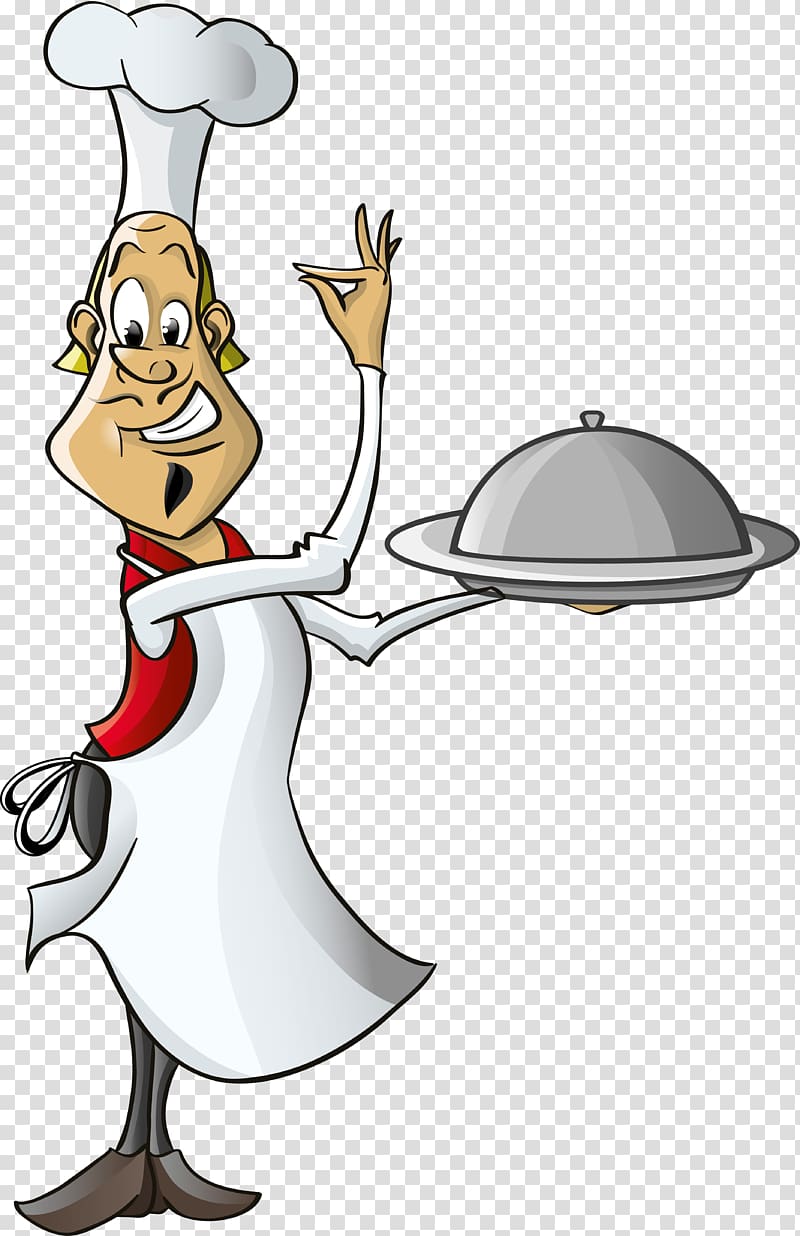 Waiter Cartoon Chef , cooking pan transparent background PNG clipart
