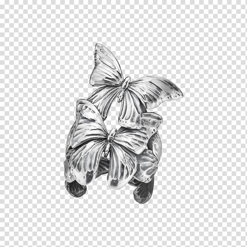 Sterling silver Rhodium Ring Georg Jensen A/S, Butterfly Ring transparent background PNG clipart