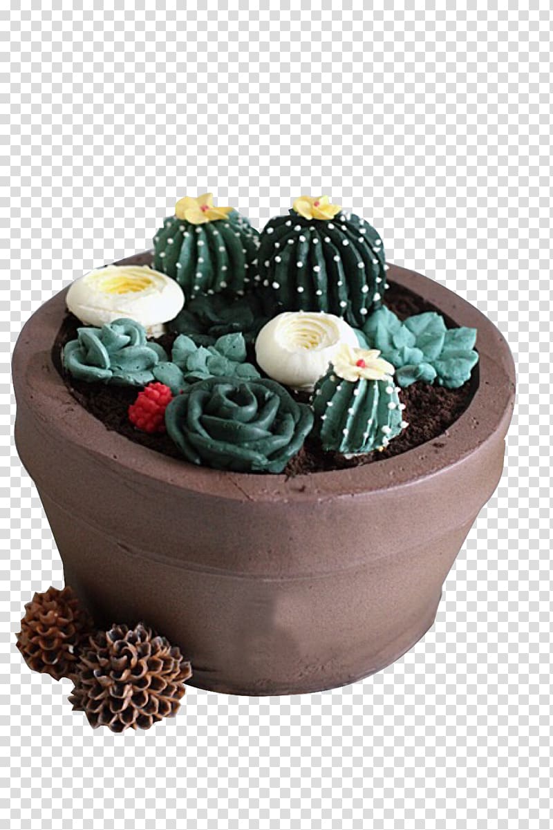 Ice cream Chocolate cake Torte Flowerpot, The flower pot cactus ice cream transparent background PNG clipart