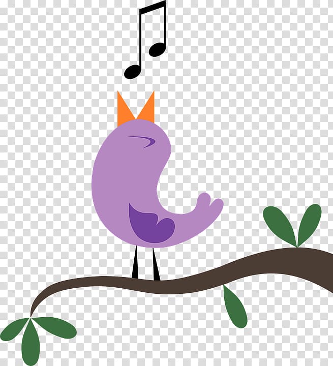 purple bird perching on tree branch illustration, Songbird Singing , Birds singing transparent background PNG clipart