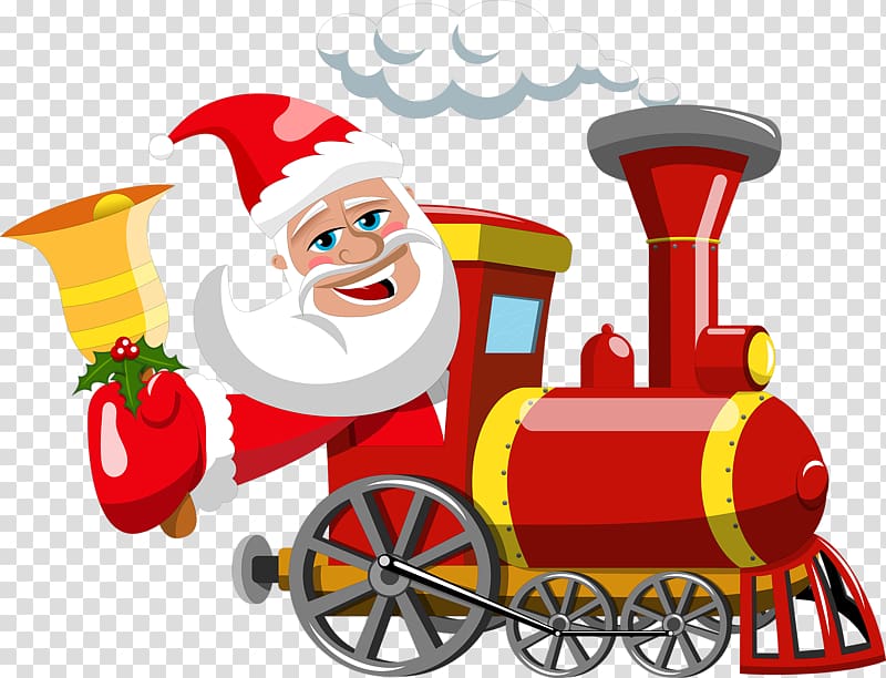 Santa Claus Train Gift Christmas , santa claus transparent background PNG clipart