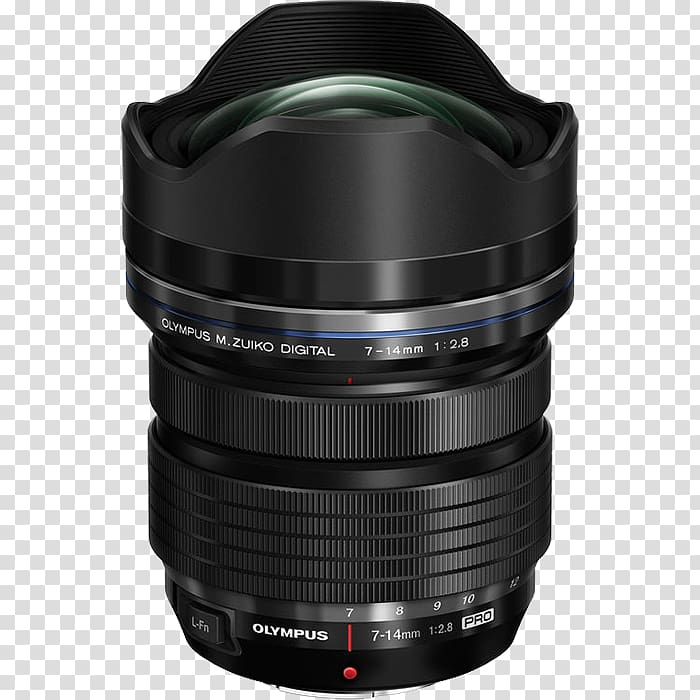 Micro Four Thirds system Olympus M. Zuiko ED 7-14mm F/2.8 Pro Lens Wide-angle lens, camera lens transparent background PNG clipart