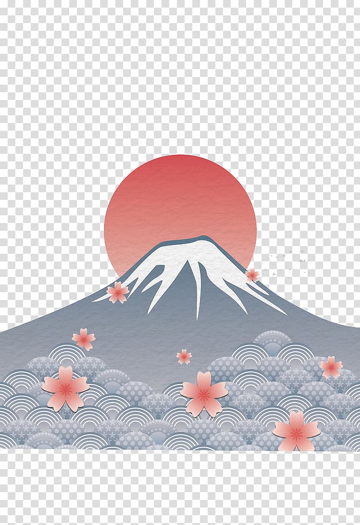 Hand painted Mount Fuji transparent background PNG clipart