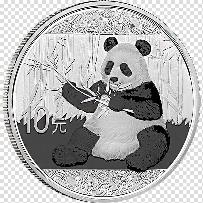 Chinese Silver Panda Perth Mint Chinese Gold Panda Bullion coin, silver transparent background PNG clipart