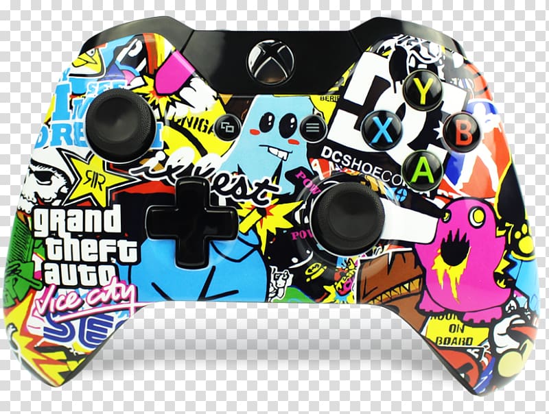 Xbox One controller XBox Accessory Game Controllers Grand Theft Auto V, sticker bomb transparent background PNG clipart
