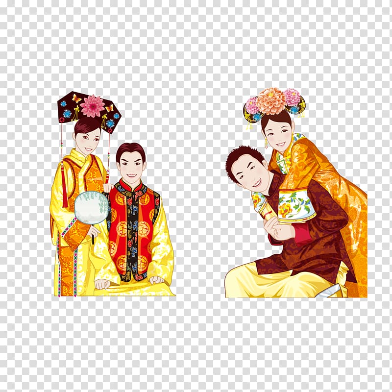 Chinese marriage Wedding Cartoon, Cartoon wedding transparent background PNG clipart
