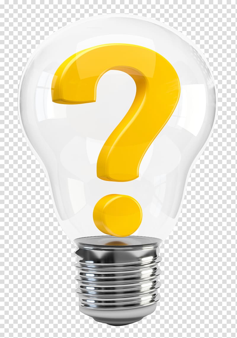 white light bulb, Question mark Thought Icon, Light Bulb with Question Mark transparent background PNG clipart