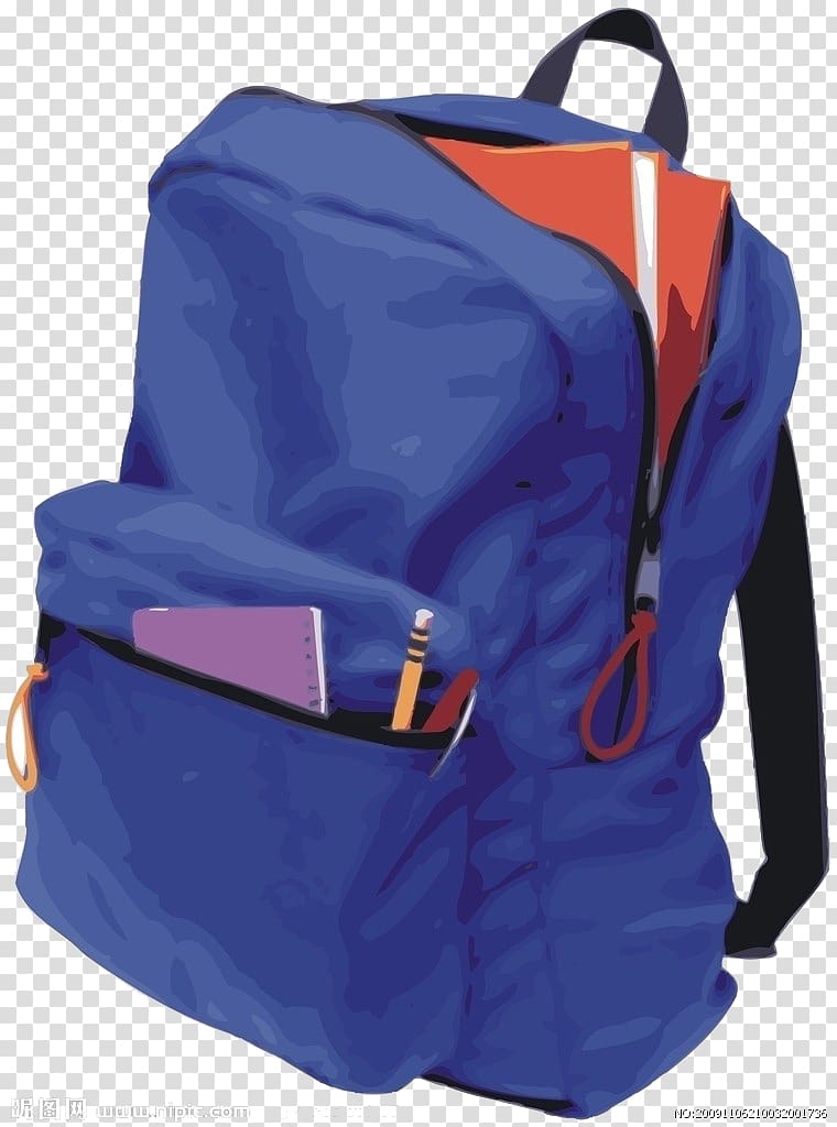 Student Backpack School supplies Bag, Blue bag transparent background PNG clipart
