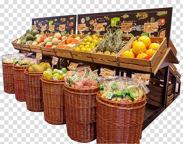 assorted fruit on stall illustration, Fruit Supermarket Vegetable Auglis, Supermarket shelf water transparent background PNG clipart