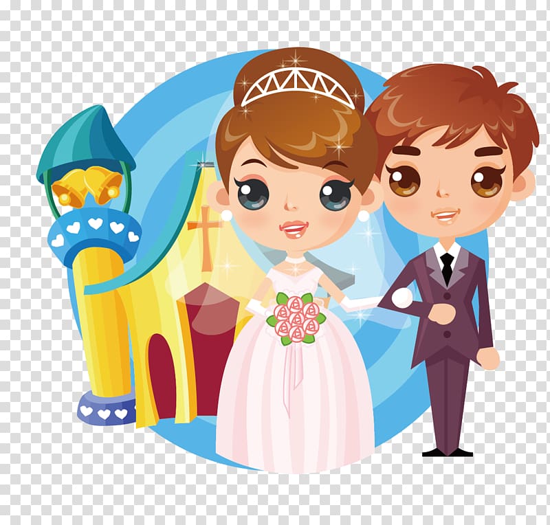 Wedding invitation Bridegroom Save the date, Cartoon lovers wedding transparent background PNG clipart