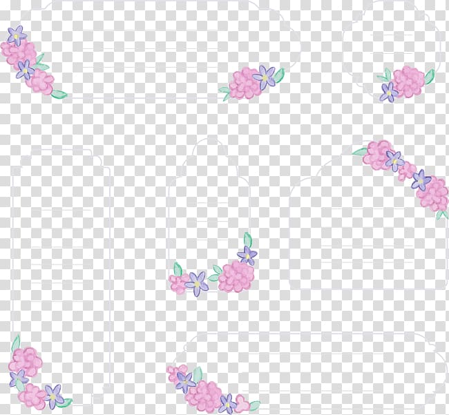 Vintage hand-painted flowers border transparent background PNG clipart