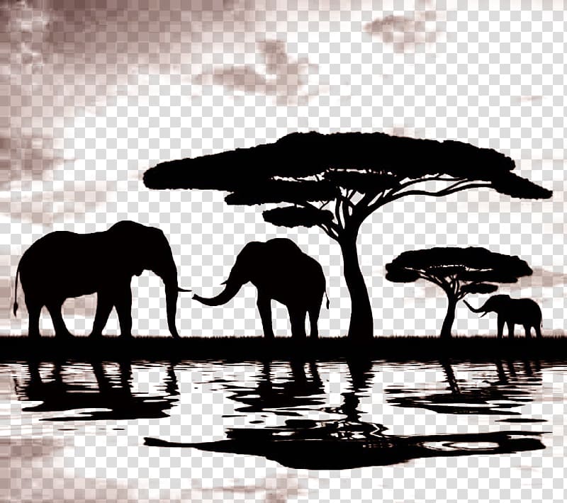 beautiful african grassland animal silhouettes transparent background PNG clipart