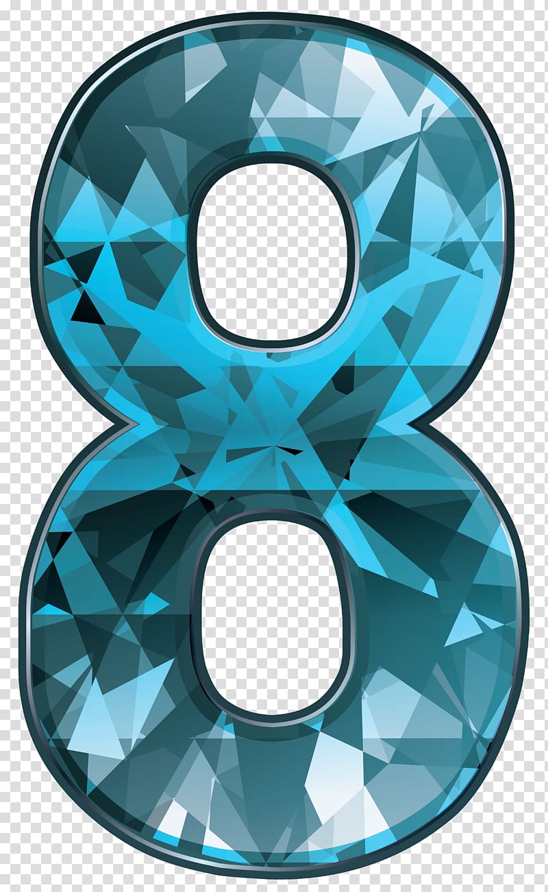 blue number 8 , Circle Pattern, Blue Crystal Number Eight transparent background PNG clipart