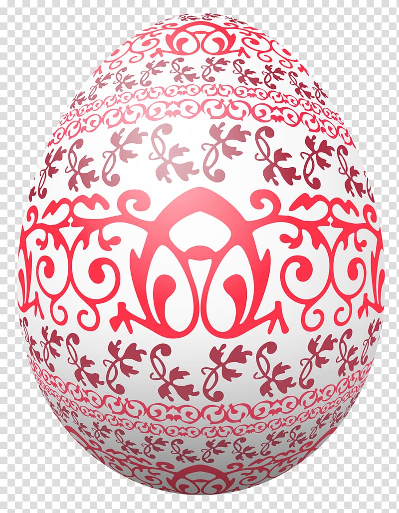 white, red, and pink floral Easter egg illustration, Easter egg Egg decorating, Easter White Egg with Red Decoration transparent background PNG clipart