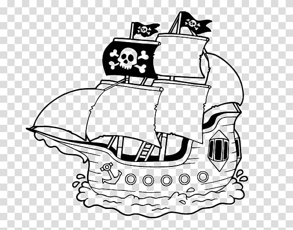 Coloring book Ship Piracy Sea captain Child, Ship transparent background PNG clipart