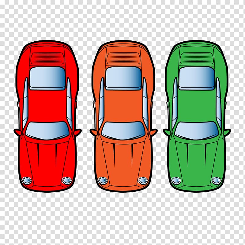 three cartoon cars