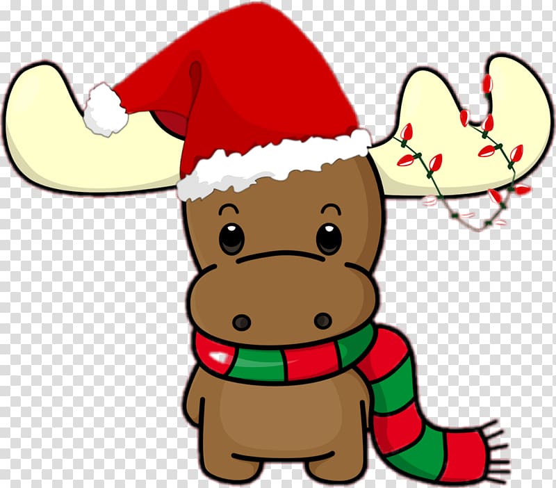 Santa Claus Christmas decoration Moose Christmas ornament, cartoon christmas reindeer wink transparent background PNG clipart