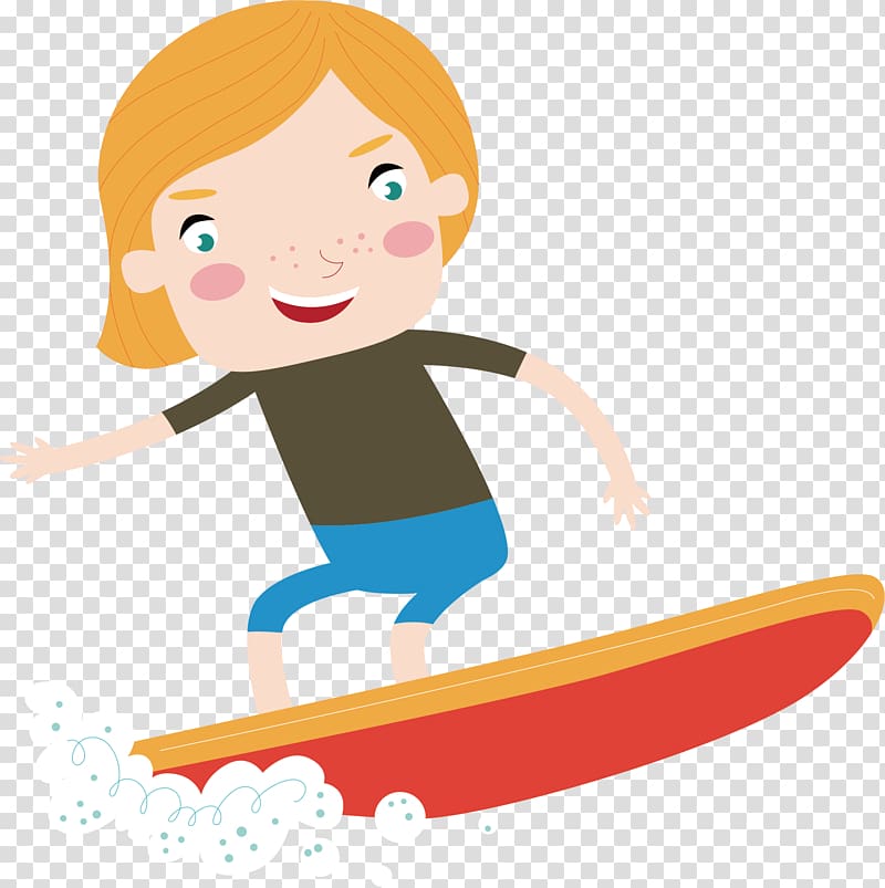 Surfing Computer file, hand-painted surfing girl transparent background PNG clipart