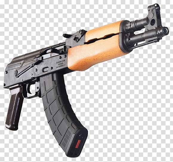 black and orange AK rifle, AK-47 Gun Pistol Firearm 7.62×39mm, AK-47 transparent background PNG clipart