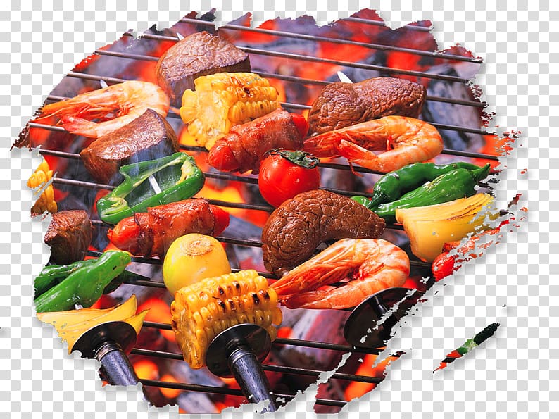 seafood kebab, Barbecue Hamburger Chuan Food, BBQ on the tongue transparent background PNG clipart