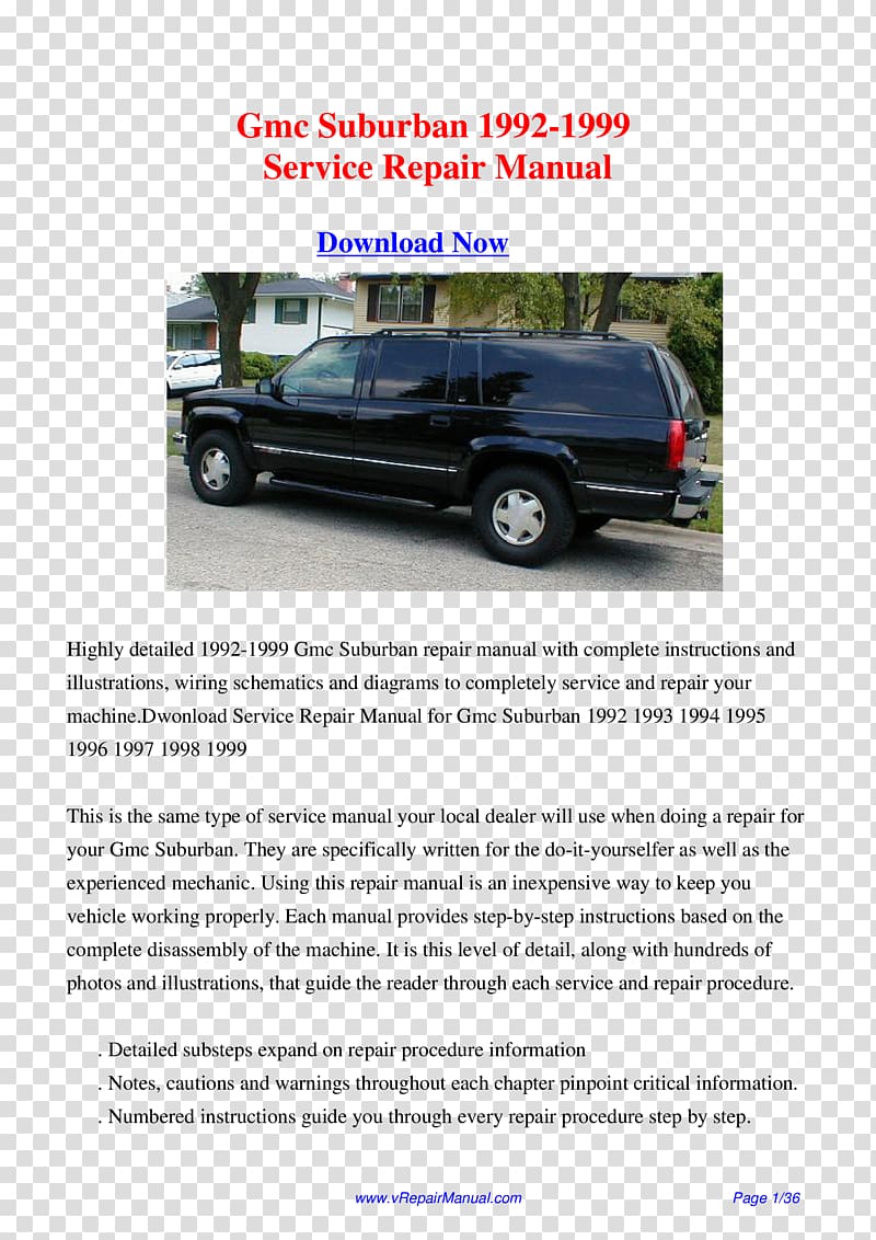 1999 GMC Suburban Bumper Car Luxury vehicle, manual cover transparent background PNG clipart