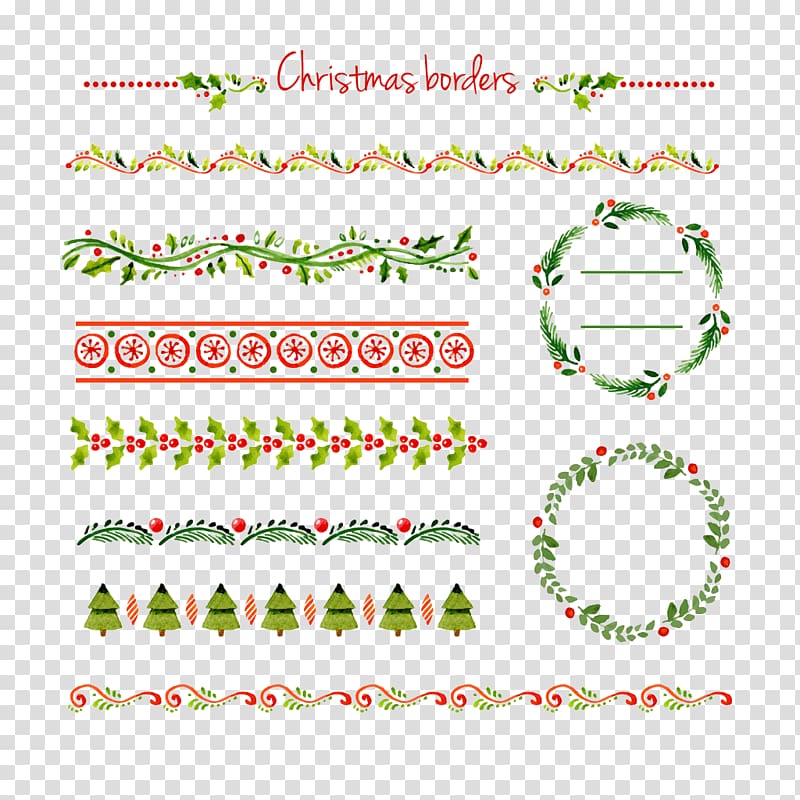 Christmas-themed borders illustration, Christmas card, Christmas pattern border dividing lines transparent background PNG clipart