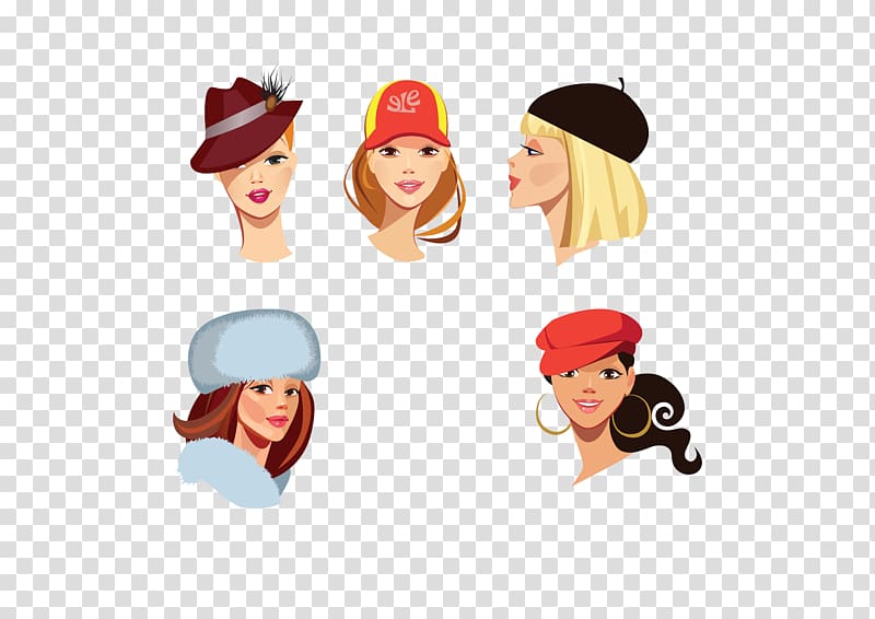 Woman with a Hat Cartoon Illustration, Fashion Hats transparent background PNG clipart