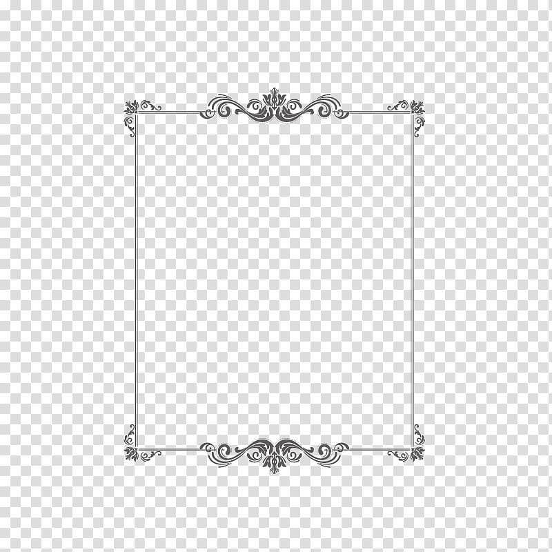 rectangular black floral border frame illustration, Illustration, Retro menu border transparent background PNG clipart