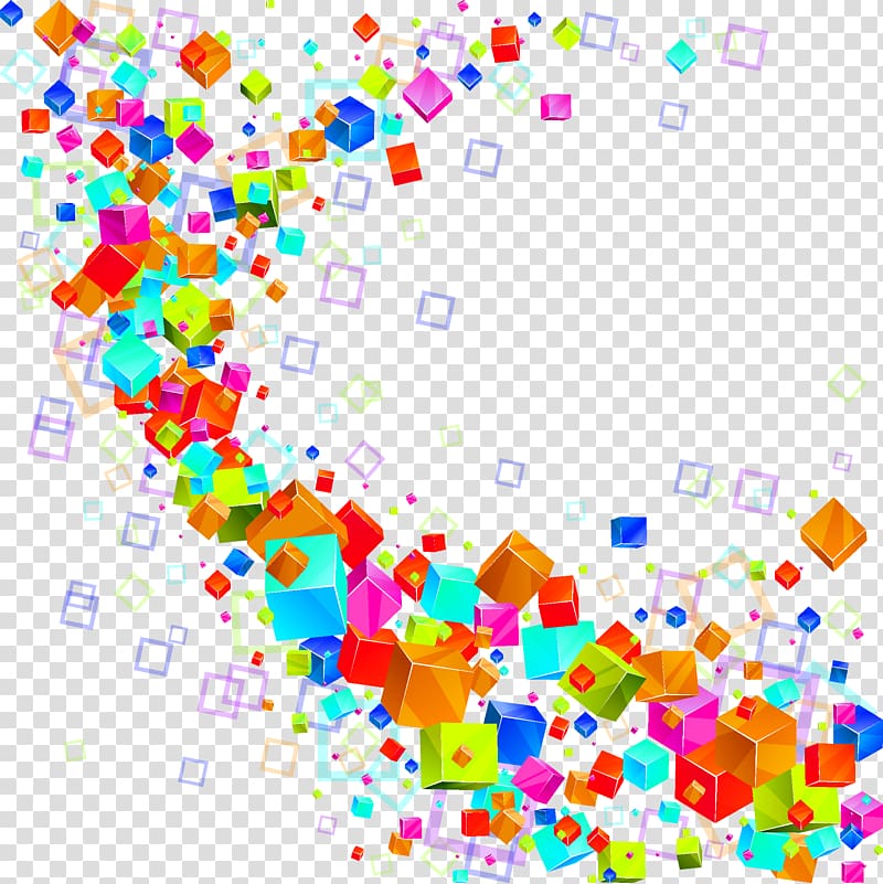Square Geometry, Colorful cube transparent background PNG clipart