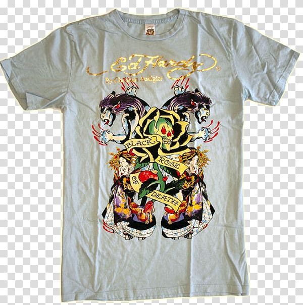 T-shirt Ed Hardy Black rose Sleeve, Ed Hardy transparent background PNG clipart