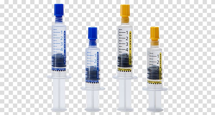 Injection Syringe Heparin Saline flush Becton Dickinson, syringe barrel transparent background PNG clipart