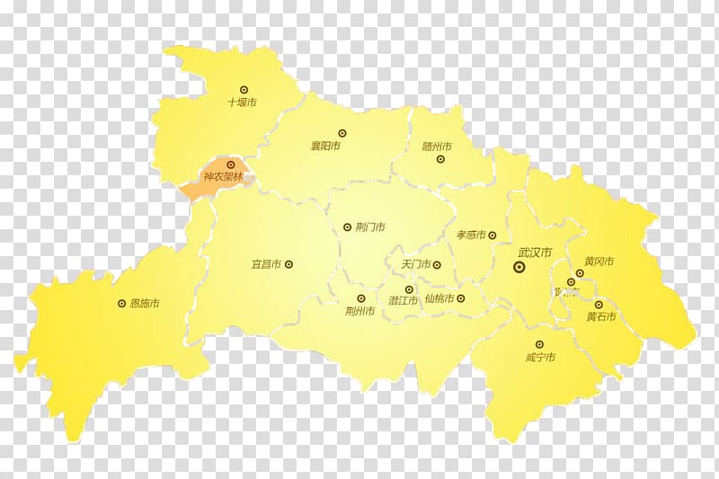Map Yellow Ecoregion Area, Yellow City Map of Hubei transparent background PNG clipart