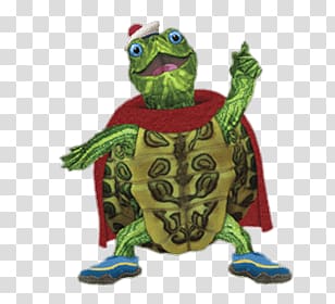 green frog with red cape , Turtle Tucks Smiling transparent background PNG clipart