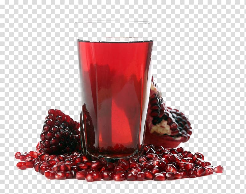 clear drinking glass surrounded red beans, Pomegranate juice Fruit, Pomegranate juice pulp transparent background PNG clipart