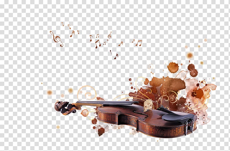 brown violin and note illustration, Violin Illustration, violin transparent background PNG clipart