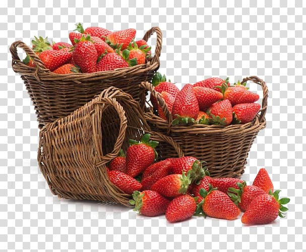 red strawberry fruits with brown wooden baskets illustration, Frutti di bosco Strawberry Basket Fruit , Strawberry Creative transparent background PNG clipart