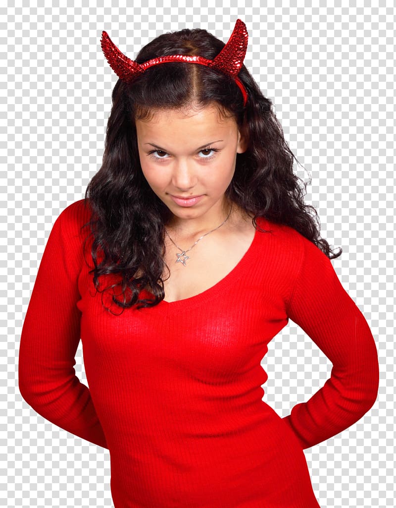 Woman Female, Young Woman Wearing Devil Costume transparent background PNG clipart