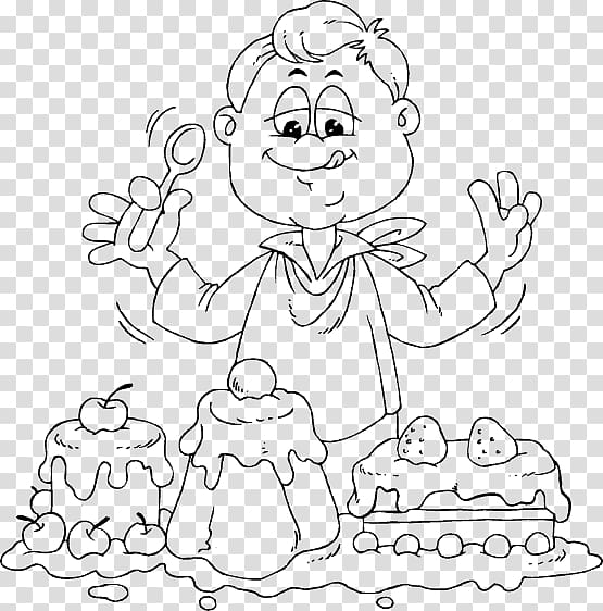 Coloring book Homo sapiens Drawing Cake Child, girl eating transparent background PNG clipart