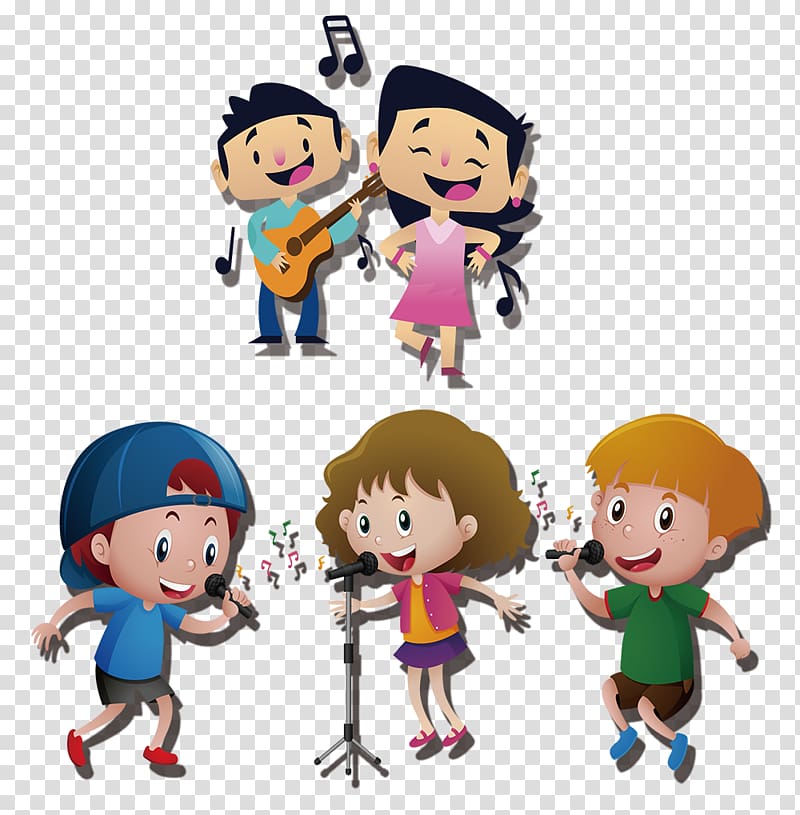 animated people illustration, Performance Singing , Children singing team transparent background PNG clipart