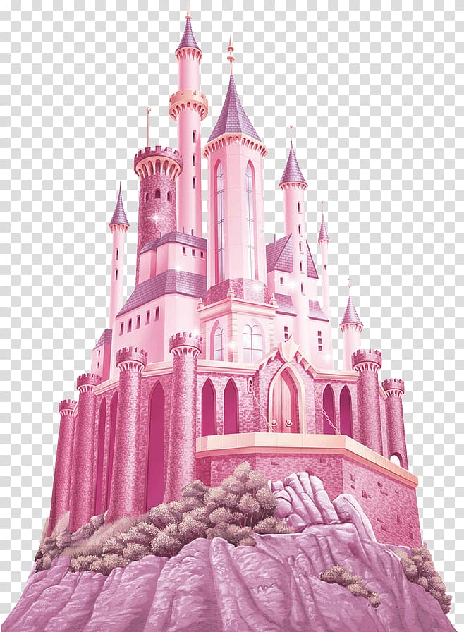 Disney Princess: Magical Jewels Belle Princess Aurora Ariel Cinderella, castle, pink castle illustration transparent background PNG clipart