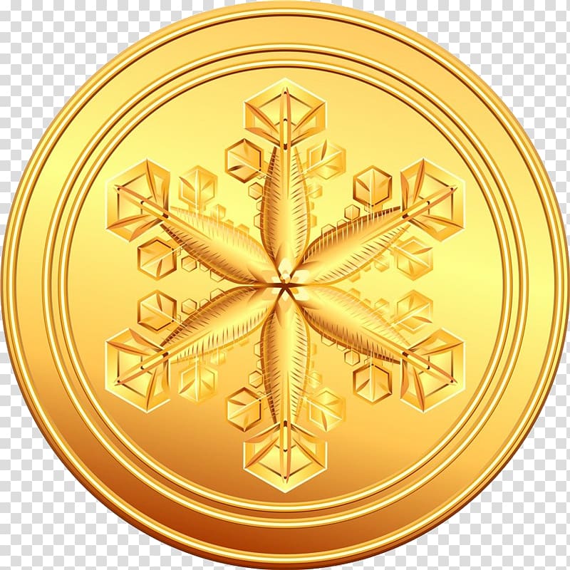 Gold coin xc9cu, Snowflake pattern coins transparent background PNG clipart