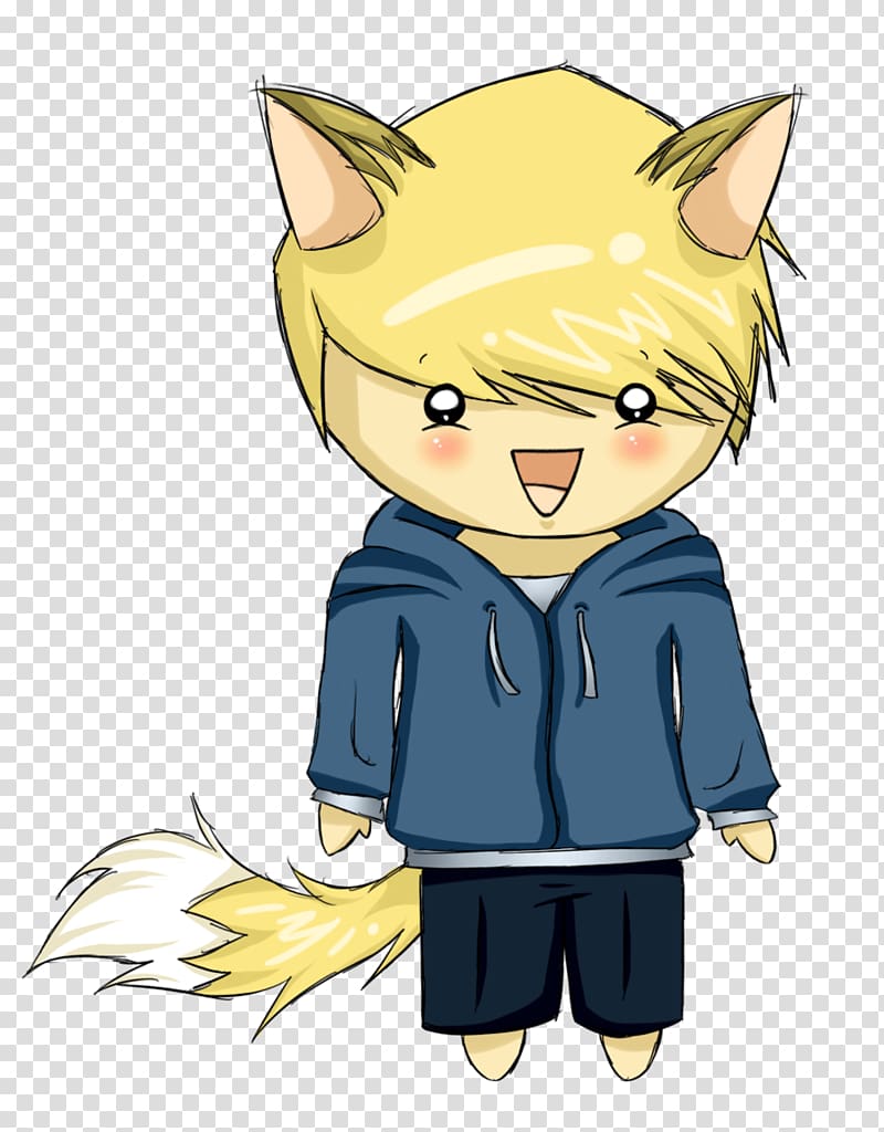 Cat Chibi Drawing Anime Blond, boy Chibi transparent background PNG clipart