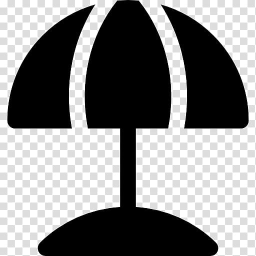 Black and white Monochrome Silhouette, beach umbrella transparent background PNG clipart