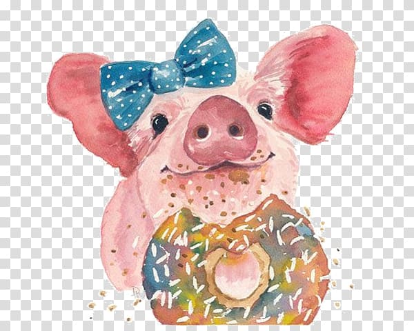 Piglet Watercolor painting, pig transparent background PNG clipart