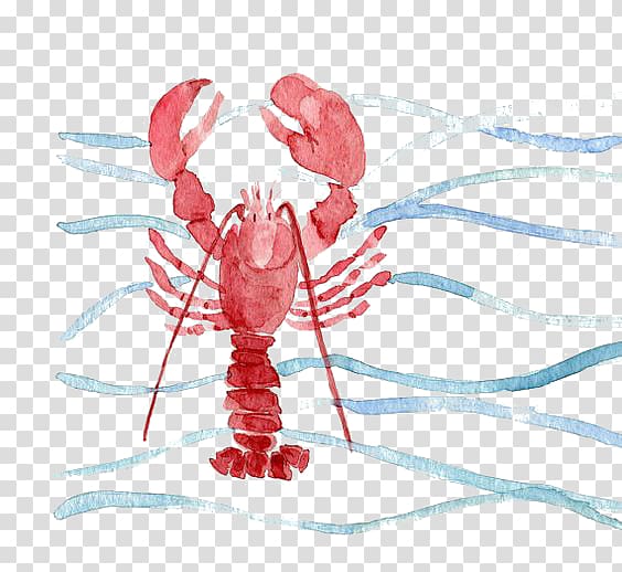 Red Lobster Watercolor painting Printmaking, Watercolor Lobster transparent background PNG clipart