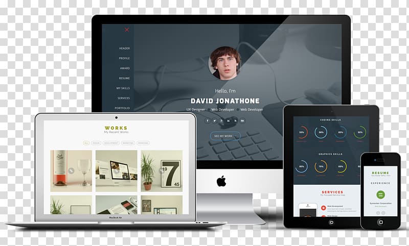 Website development Responsive web design Web Developer Smartphone, Resume Portfolio transparent background PNG clipart